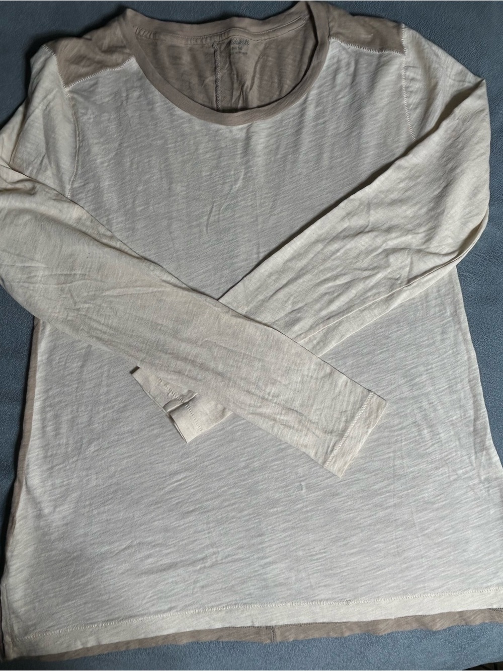 Madewell Neutral Cream Crewneck Layered Tee